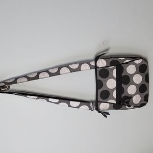 thirty-one black and white polka dot gray crossbody purse